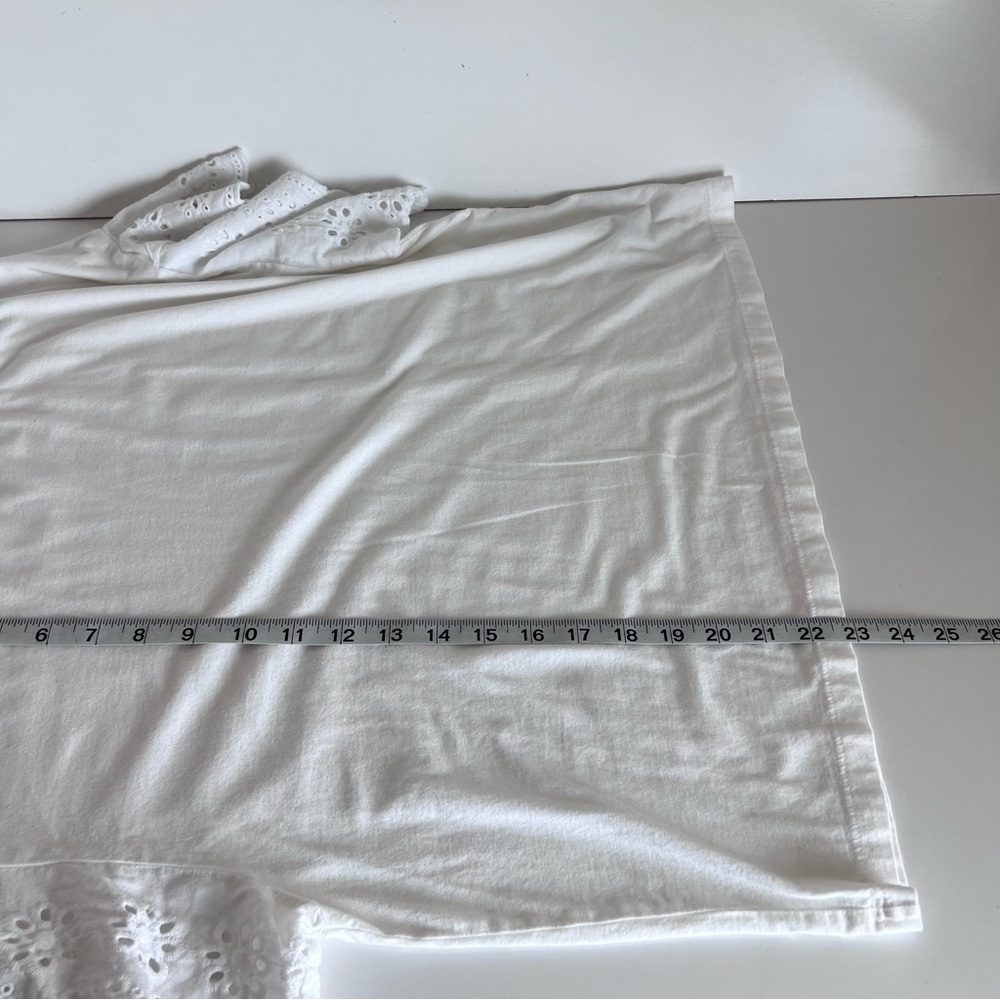 AG Adriano Goldschmied Sena Ruffle Eyelet Flutter Tee Cottagecore Top - Picture 9 of 10